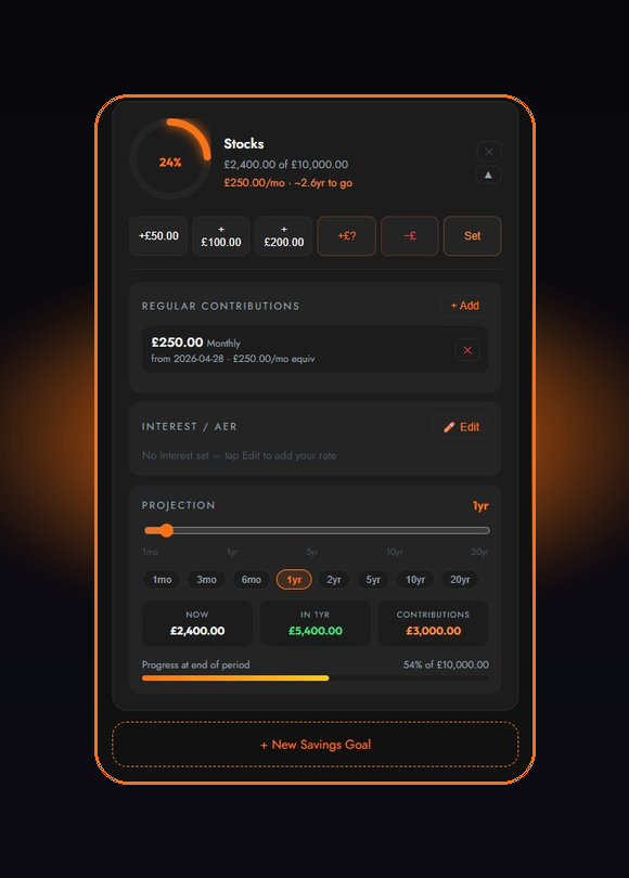 Savings tab